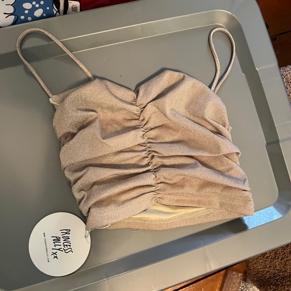 NWT Champagne Glitter Top